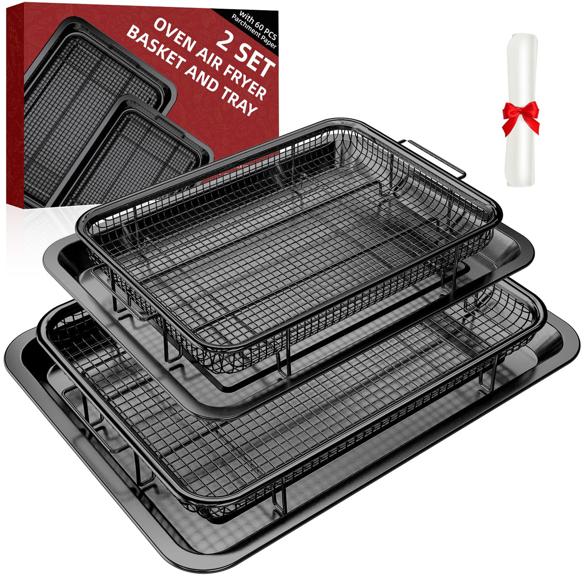 DEGOVIN crisper basket large shows even browning with less oil for crispy oven fries.