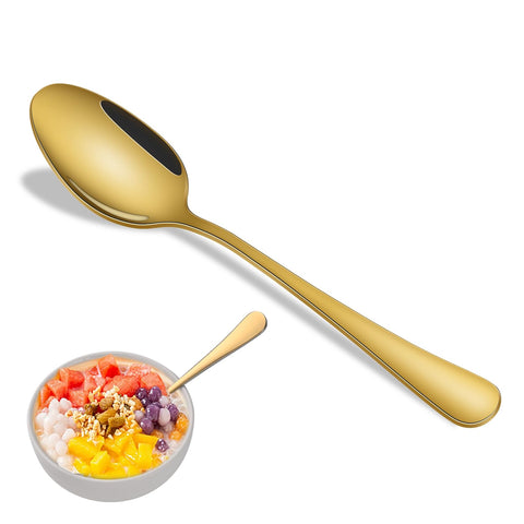 Dehov 16-piece gold soup spoon set displayed for refined dining ambiance