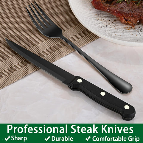 Dehov black dessert spoons versatile for serving and dining.