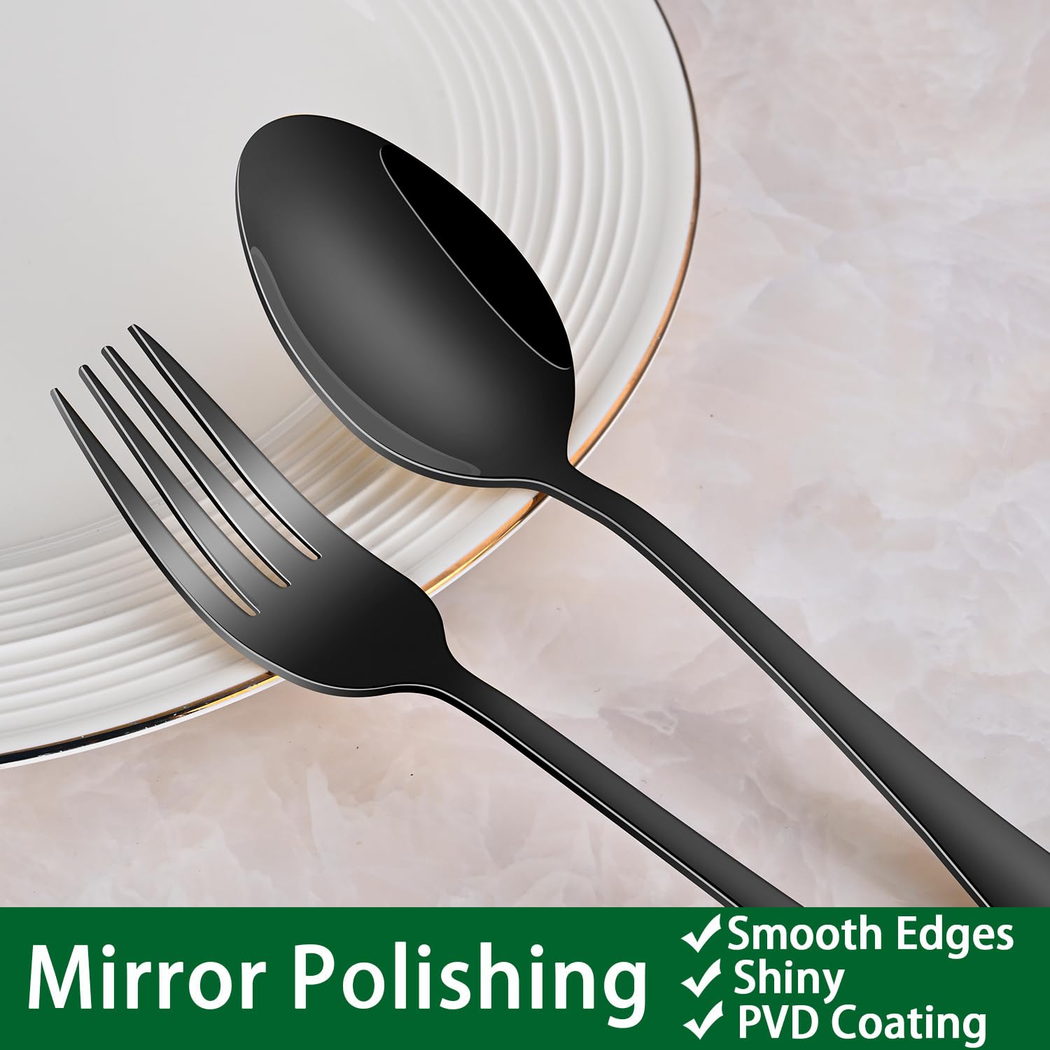Dehov black dinner forks with balanced weight for comfortable use.