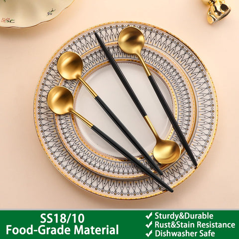 Dehov coffee stir spoon with black PVD handle for daily espresso mornings.
