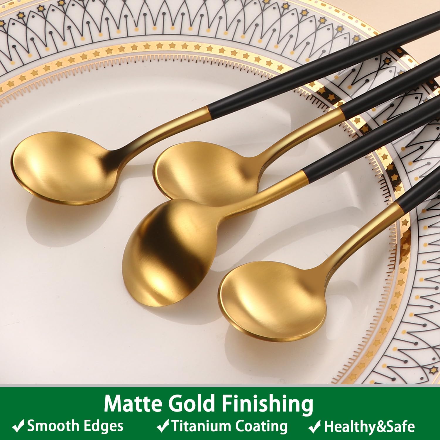 Dehov elegant solid-handle teaspoon offers comfortable grip for desserts.