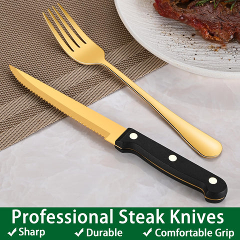Dehov steak knives included for versatile dining experiences.