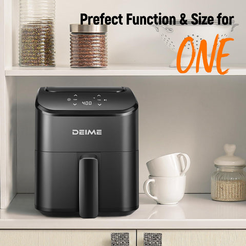 DEIME Air Fryer crispy cooked meal demonstrates golden finish with minimal oil