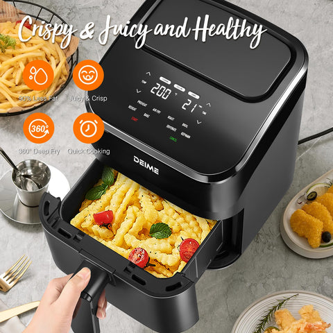 DEIME Air Fryer 4.5 Qt crispy results with little oil, a healthier option