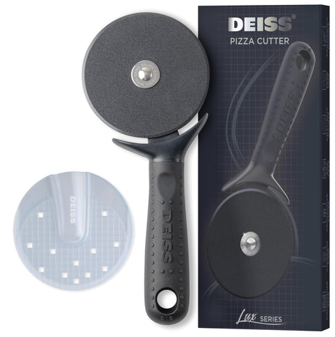 Deiss Lux heavy-duty pizza cutter wheel for clean slicing through thick crusts.