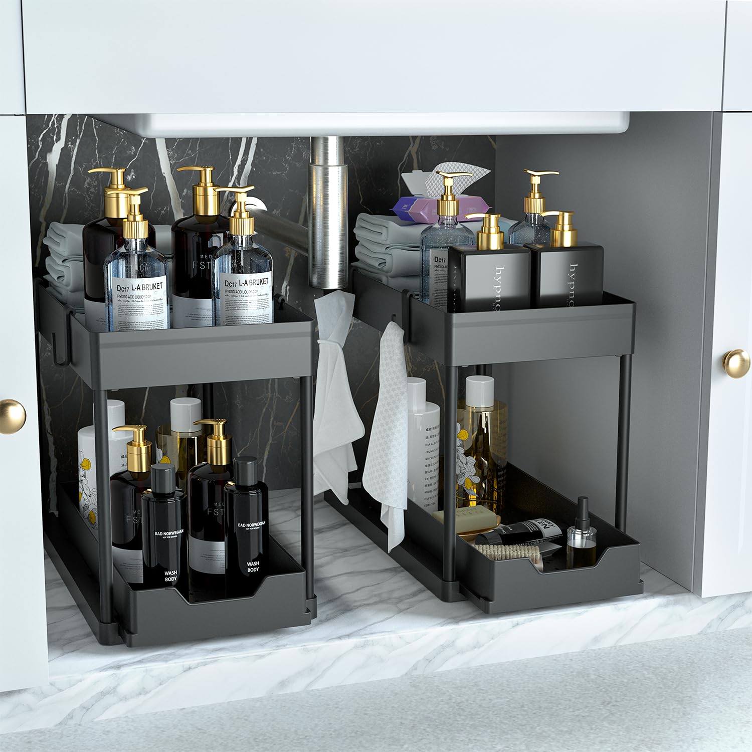 DEKAVA under-sink organizer with sliding drawer for easy access to essentials