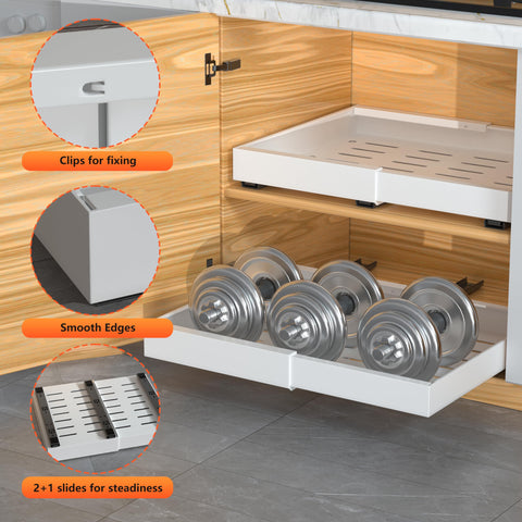 DEKAVA white kitchen storage organization fits modern cabinets and enhances accessibility.