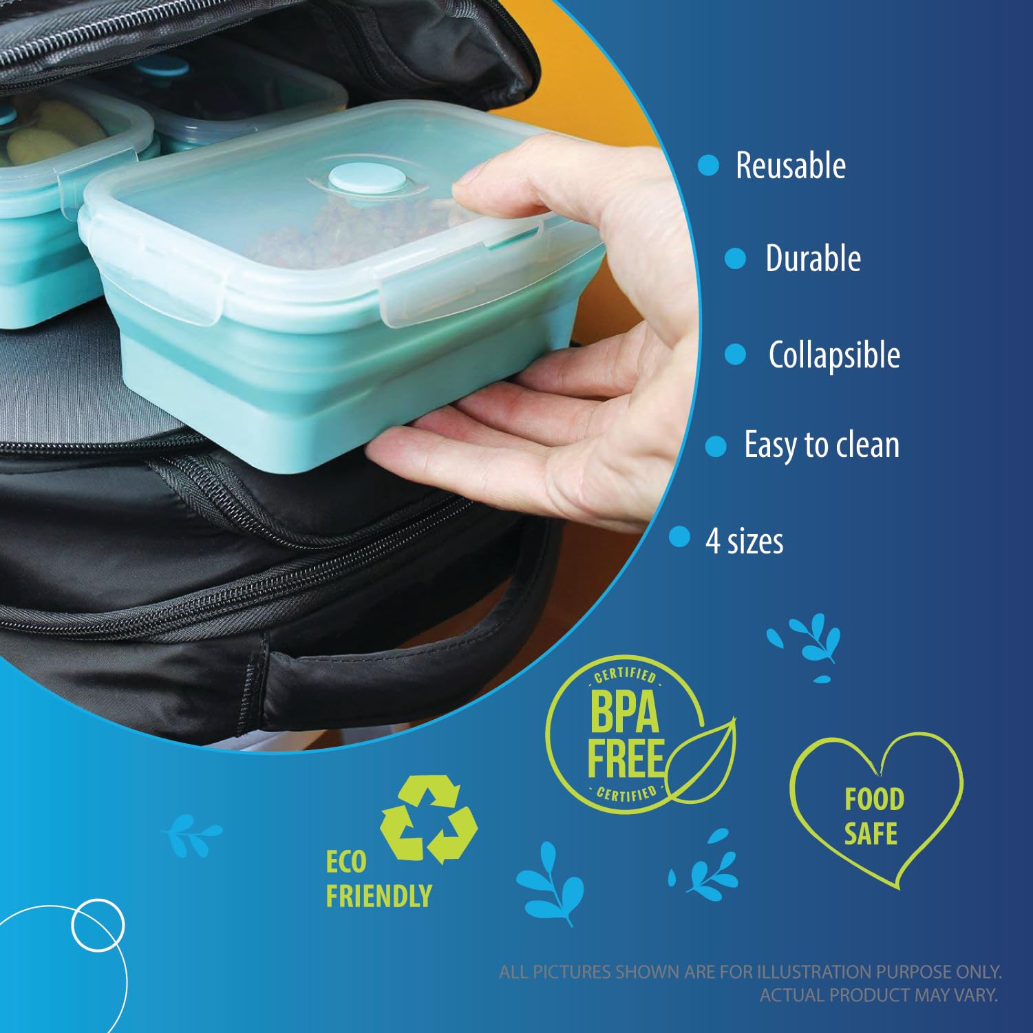Deke Home 350ml collapsible container ideal for snacks and lunches