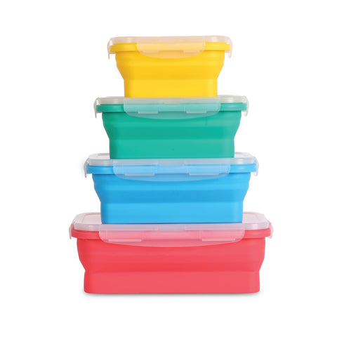 Deke Home collapsible silicone containers set of four neatly organized for space-saving storage