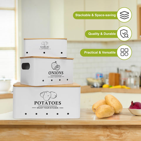 Dekosilave onion storage box neatly stores onions for quick meal prep.