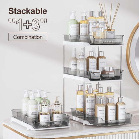 Delamu stackable pantry organizer saving space for spices and jars