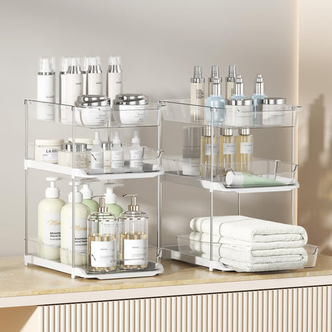 Delamu 3-tier pull-out drawer showcases easy access to kitchen items.