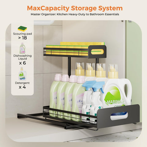 Delamu 50 lb load capacity ensures sturdy daily use under sinks.