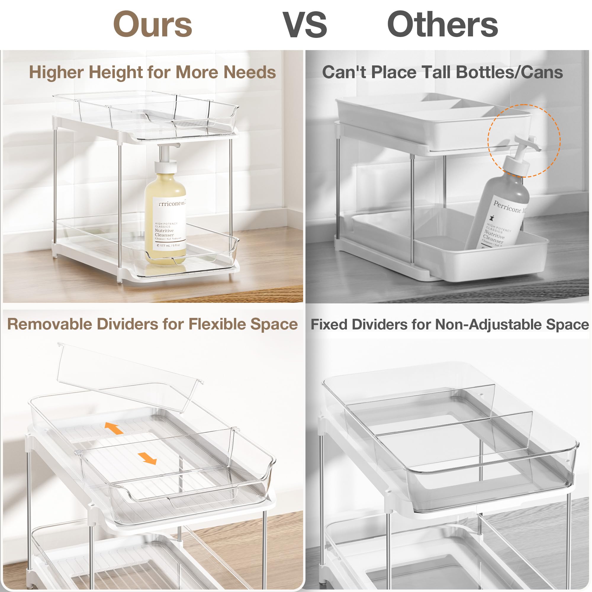 Delamu clear acrylic cabinet organizer keeps items visible and accessible