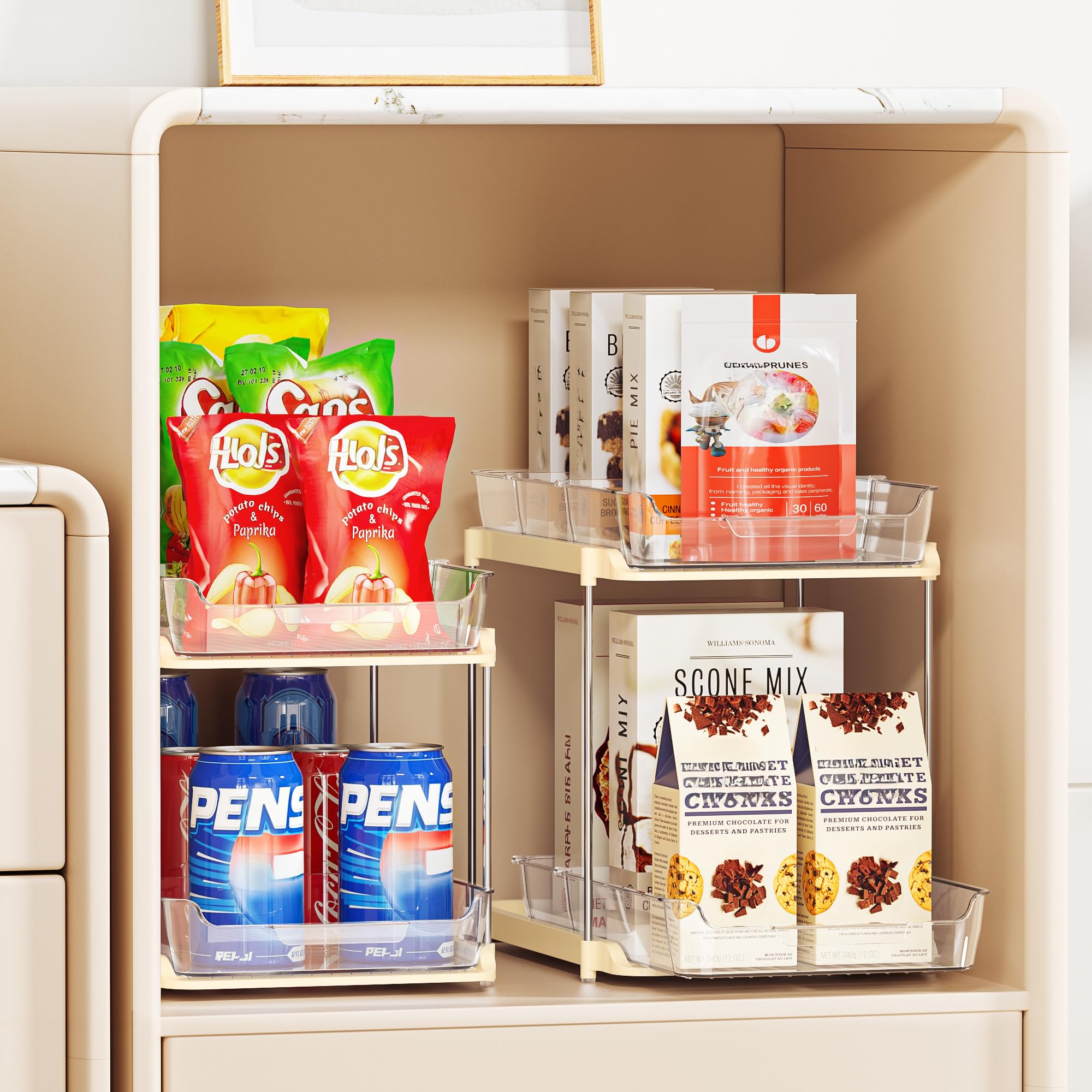 Delamu clear acrylic design keeps contents visible for quick finding.