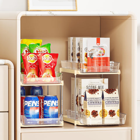 Delamu clear acrylic design keeps contents visible for quick finding.