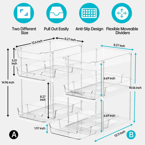 Delamu clear acrylic drawer highlights contents at a glance.