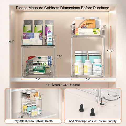 Delamu clear two-tier under-sink storage showcases contents visibly