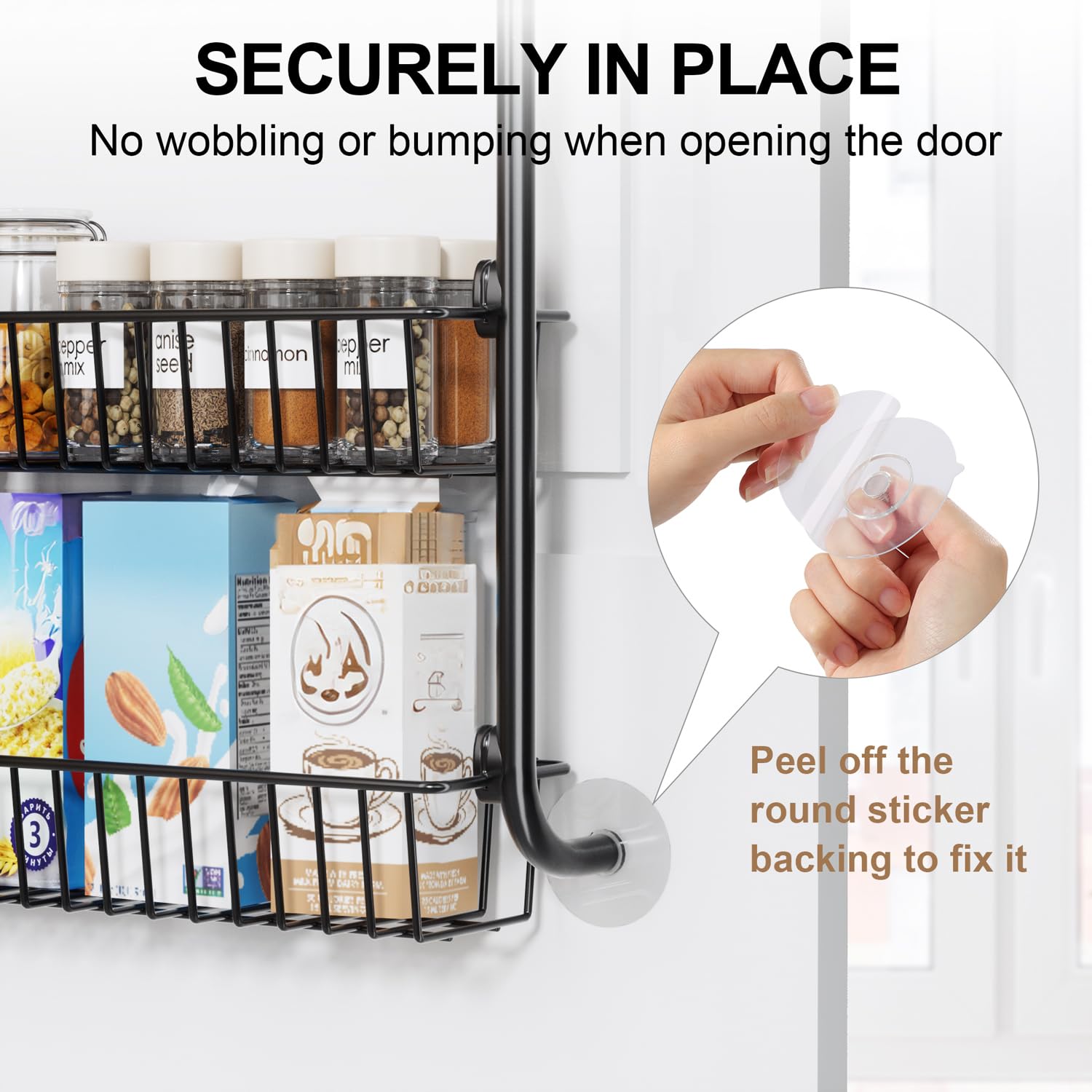 Includes 1.6-inch door hooks for compatibility with most pantry doors.