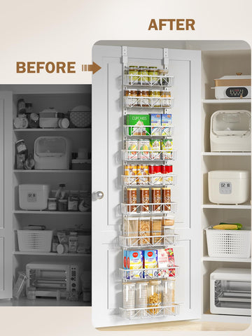 Delamu 9-tier over-the-door pantry organizer small basket detail for spices