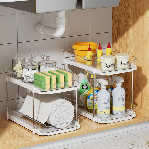Delamu organizer shows non-slip feet and rust-proof rods for durability