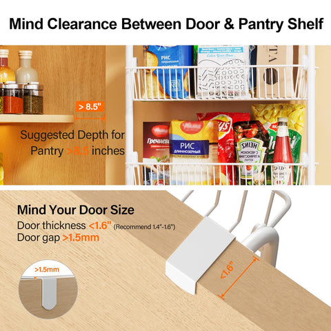 Delamu over-the-door pantry organizer side view shows slim profile.