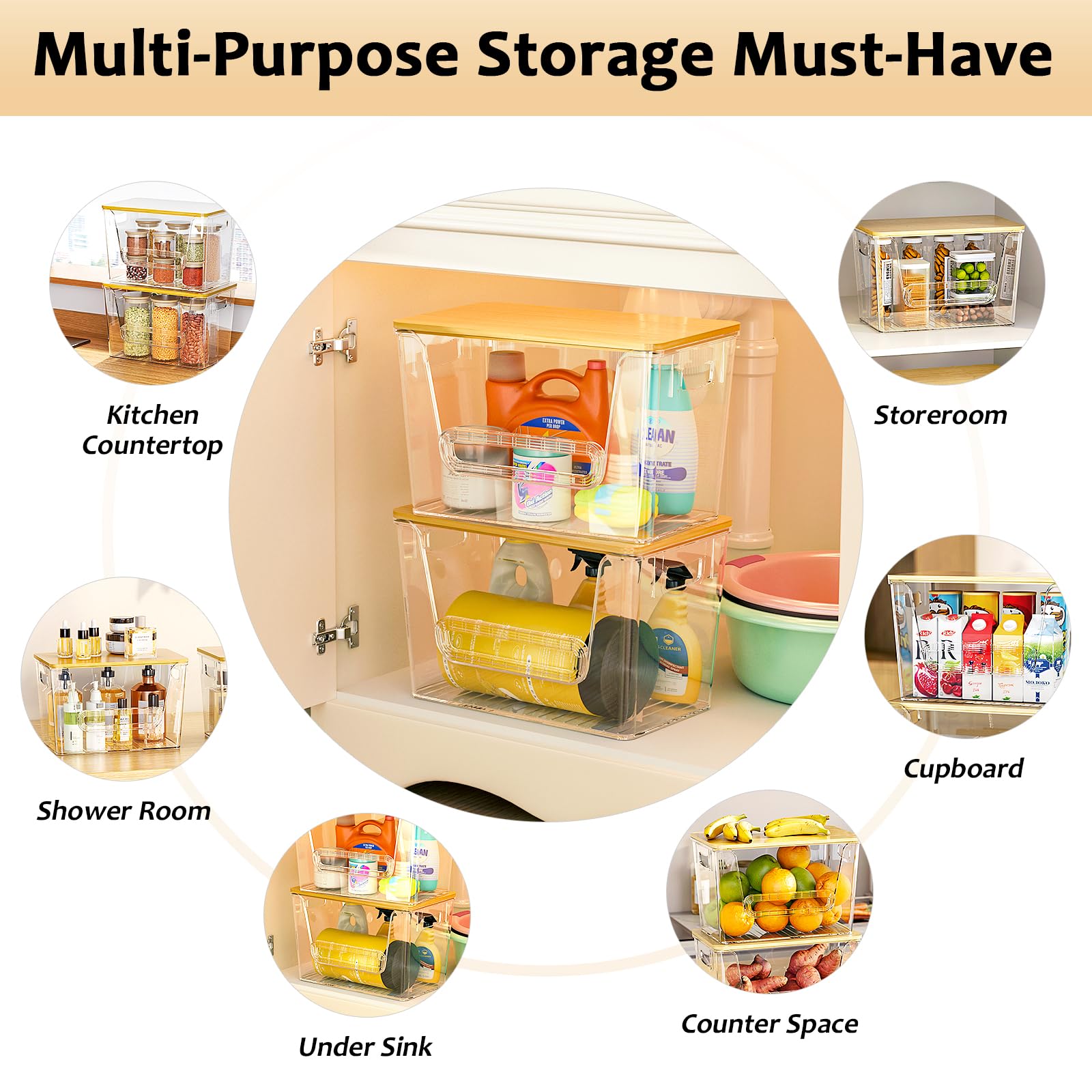 Delamu bamboo lids keep contents dust-free and organized on top.