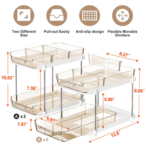 Delamu pull-out drawers offer smooth access for kitchen and bathroom items.