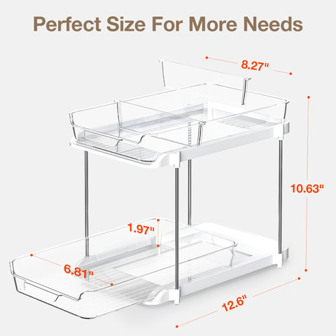 Delamu pull-out drawers help reach cosmetics and meds quickly
