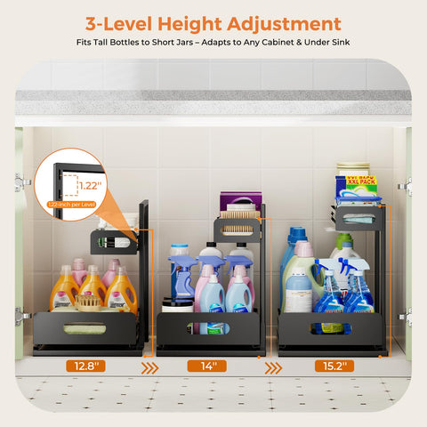 Delamu easy glide sliding access under sink for quick retrieval.