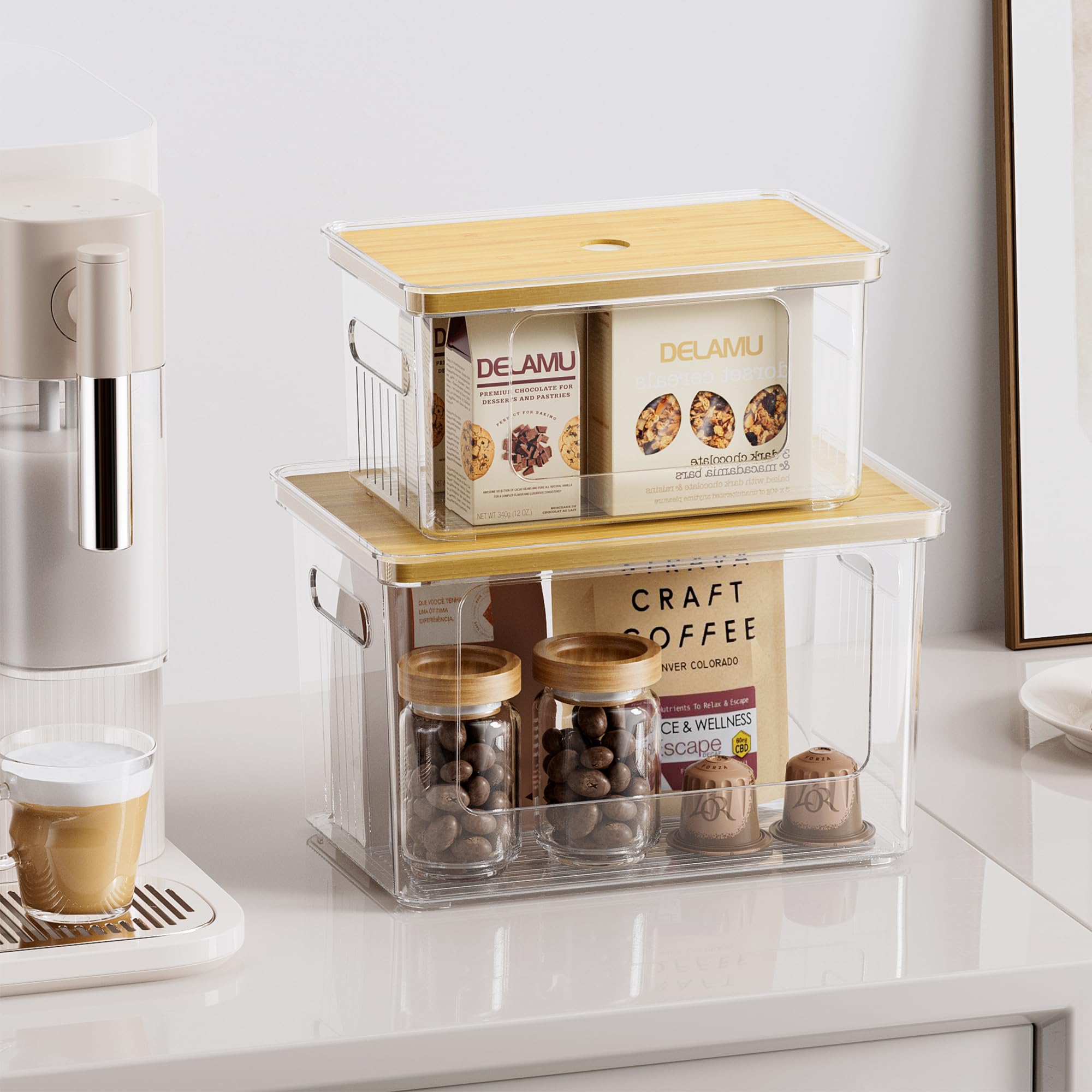Delamu space-saving vertical stack design maximizes storage in tight areas.