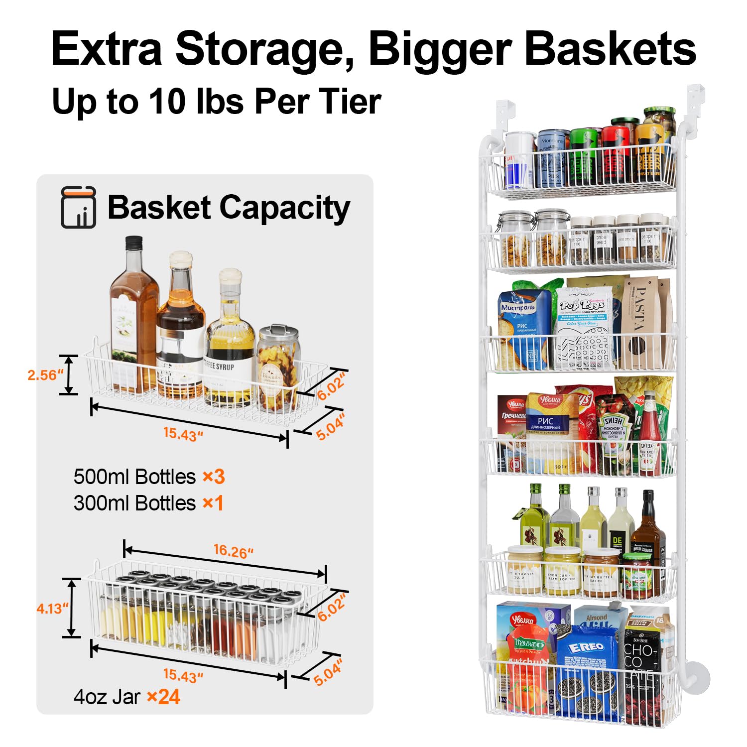 Delamu spice rack over door assembly demonstrates quick snap setup.
