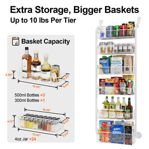 Delamu spice rack over door assembly demonstrates quick snap setup.