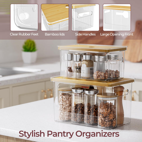 Delamu stackable dispenser with wide front opening for easy bag access.