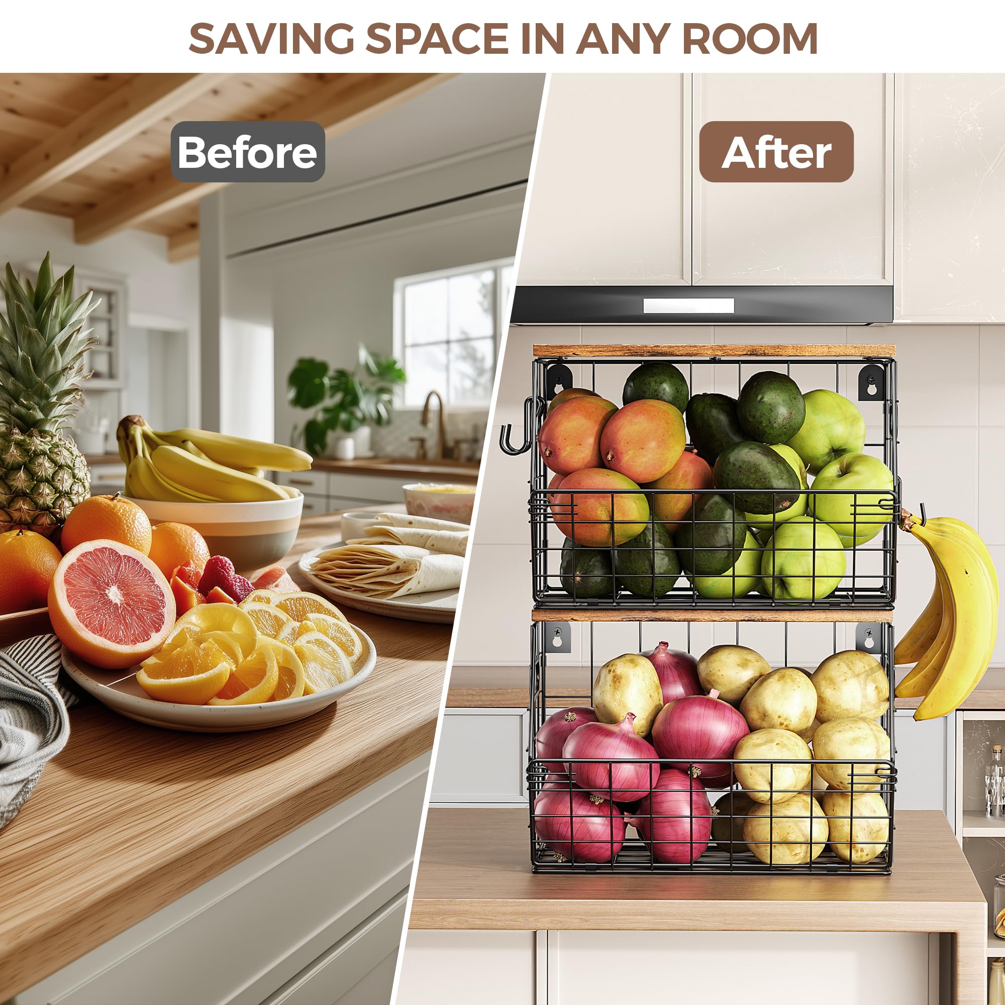 Wall-mount option highlights versatility for slim kitchens and vertical storage.