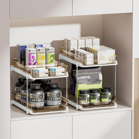 Stackable design helps maximize compact spaces with Delamu pantry storage.