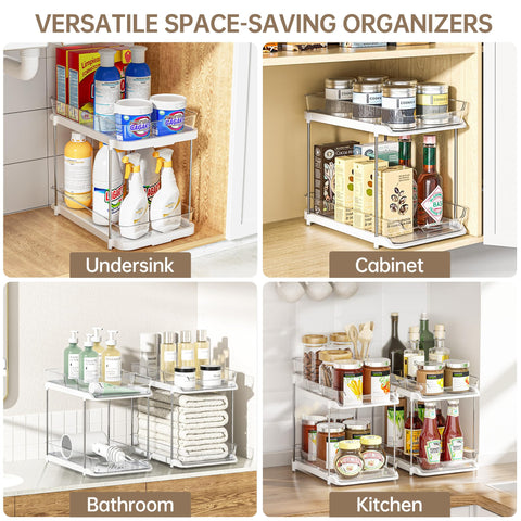 Delamu stackable pantry storage saves space on shelves