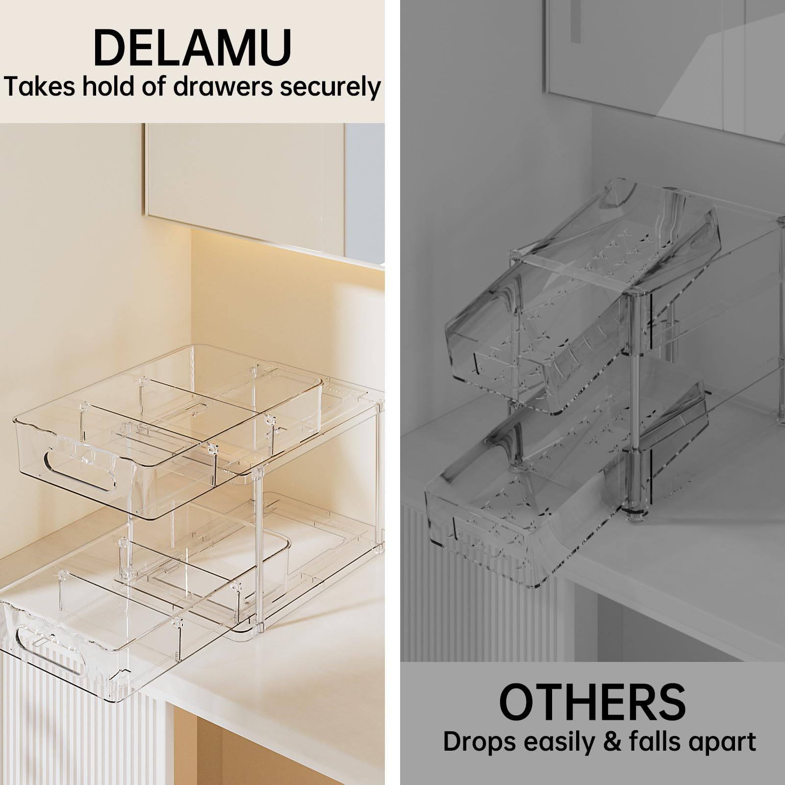 Delamu transparent bathroom organizers blend with any decor