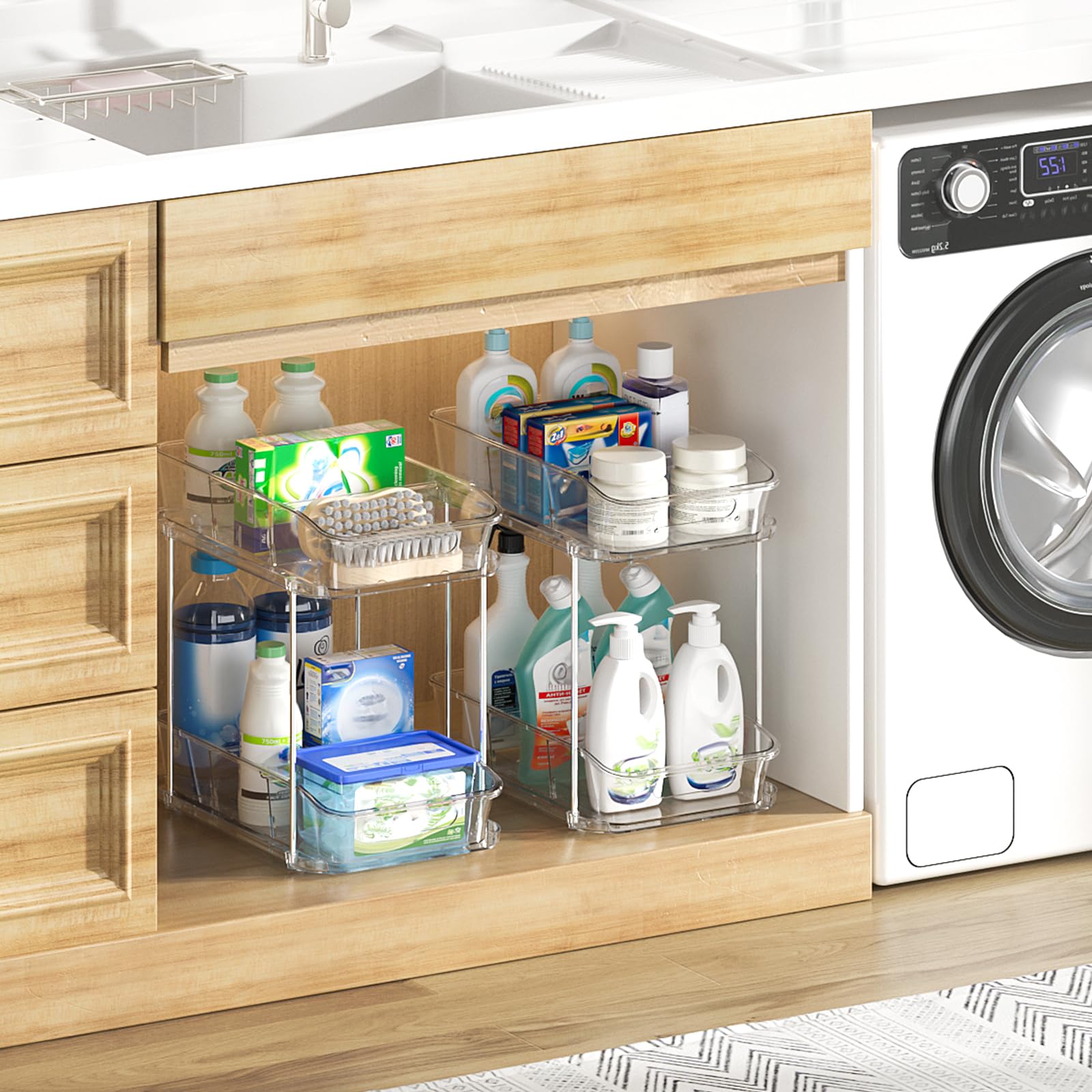 Delamu under-sink cabinet max space layout helps corners and awkward gaps feel organized.