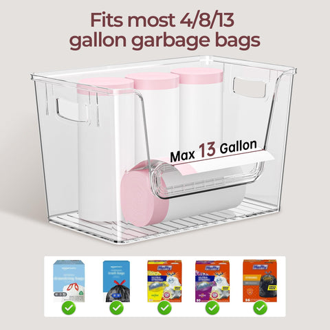 Delamu under-sink storage with large capacity bag holder keeps bags tidy