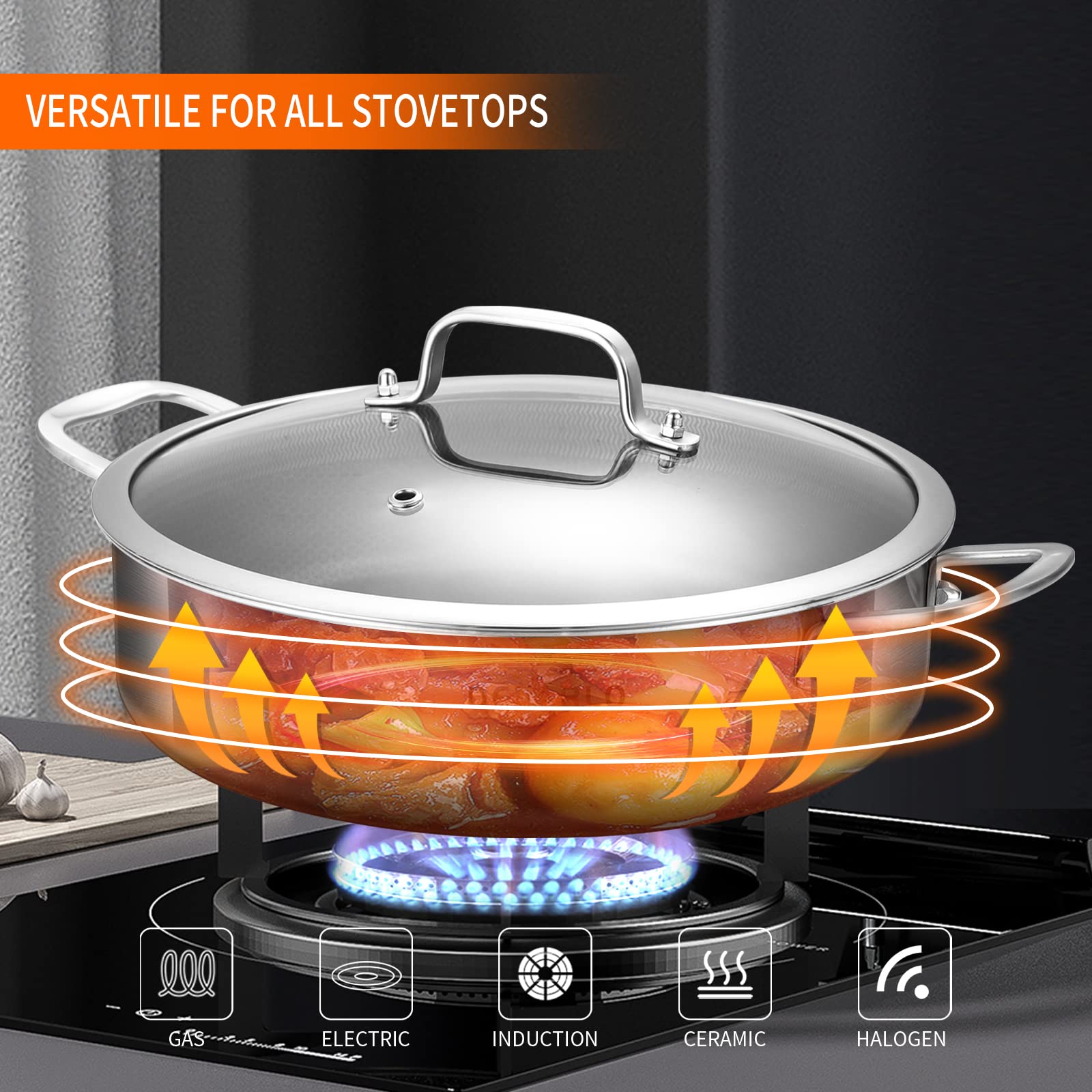 DELARLO pan is dishwasher-safe for easy cleanup after cooking.