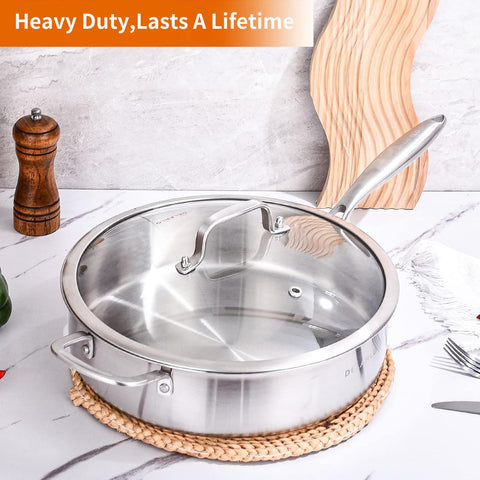 DELARLO drip-free rim and rivet-free surface ease pouring and cleaning