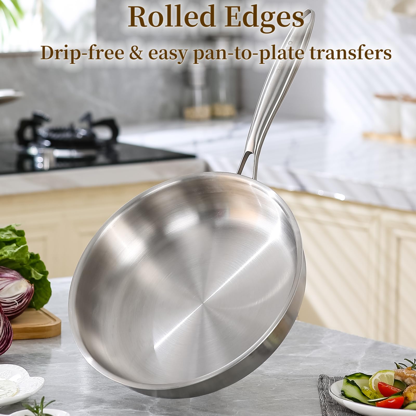 DELARLO durable handle design reduces heat transfer during use