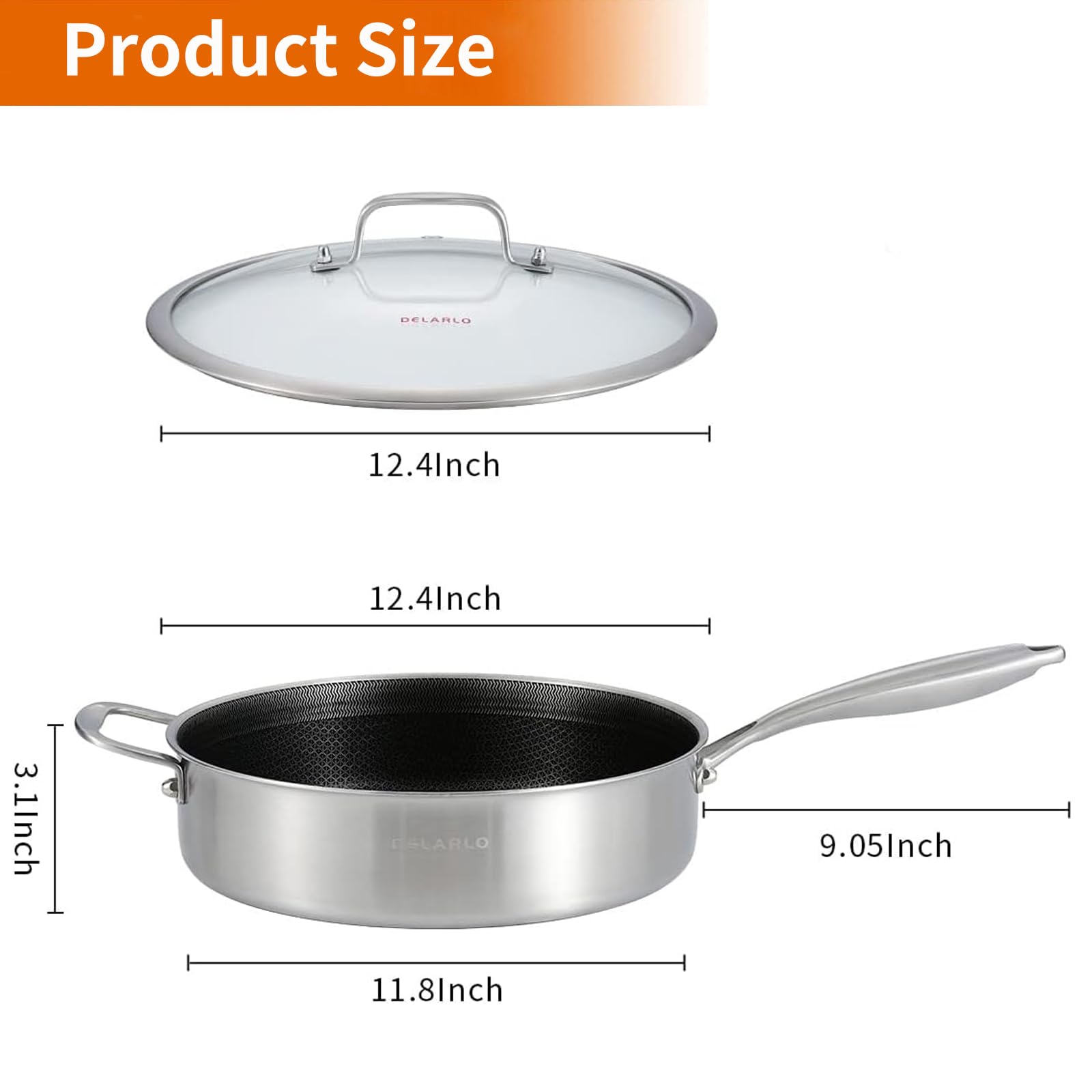 DELARLO frying pan with lid locks in moisture and flavor.