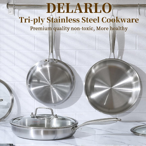 DELARLO induction-compatible skillet ready for any range