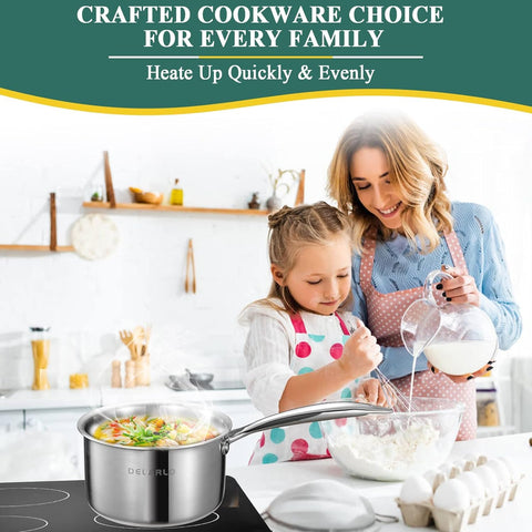 DELARLO multi-use saucepan with cover ideal for sauces and small portions.