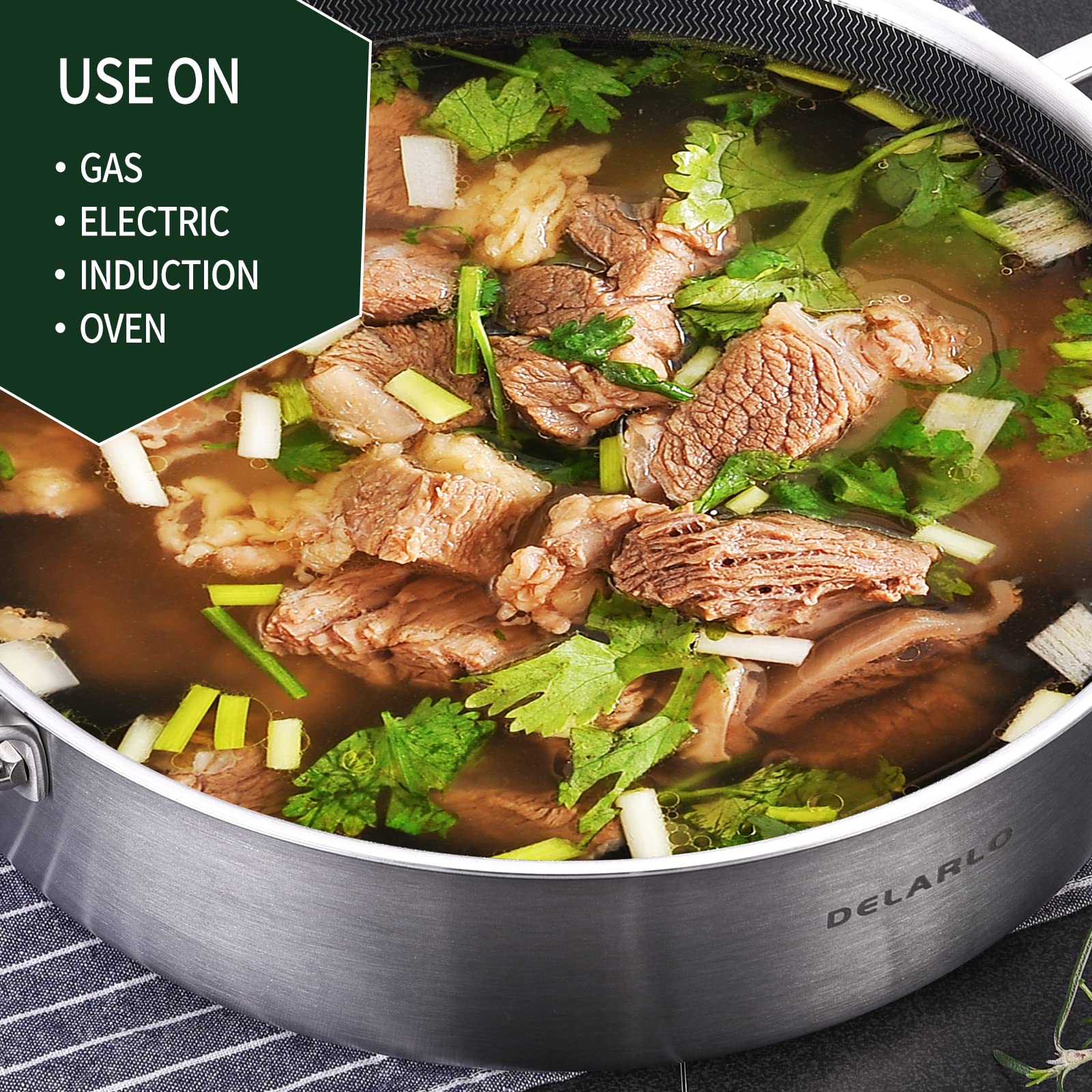 DELARLO hollow-stem handle stays cool during use for safer handling.