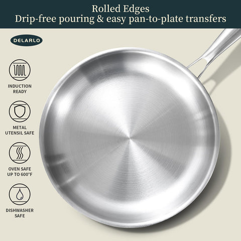 Delarlo Tri-Ply fully clad 3-layer construction for durability