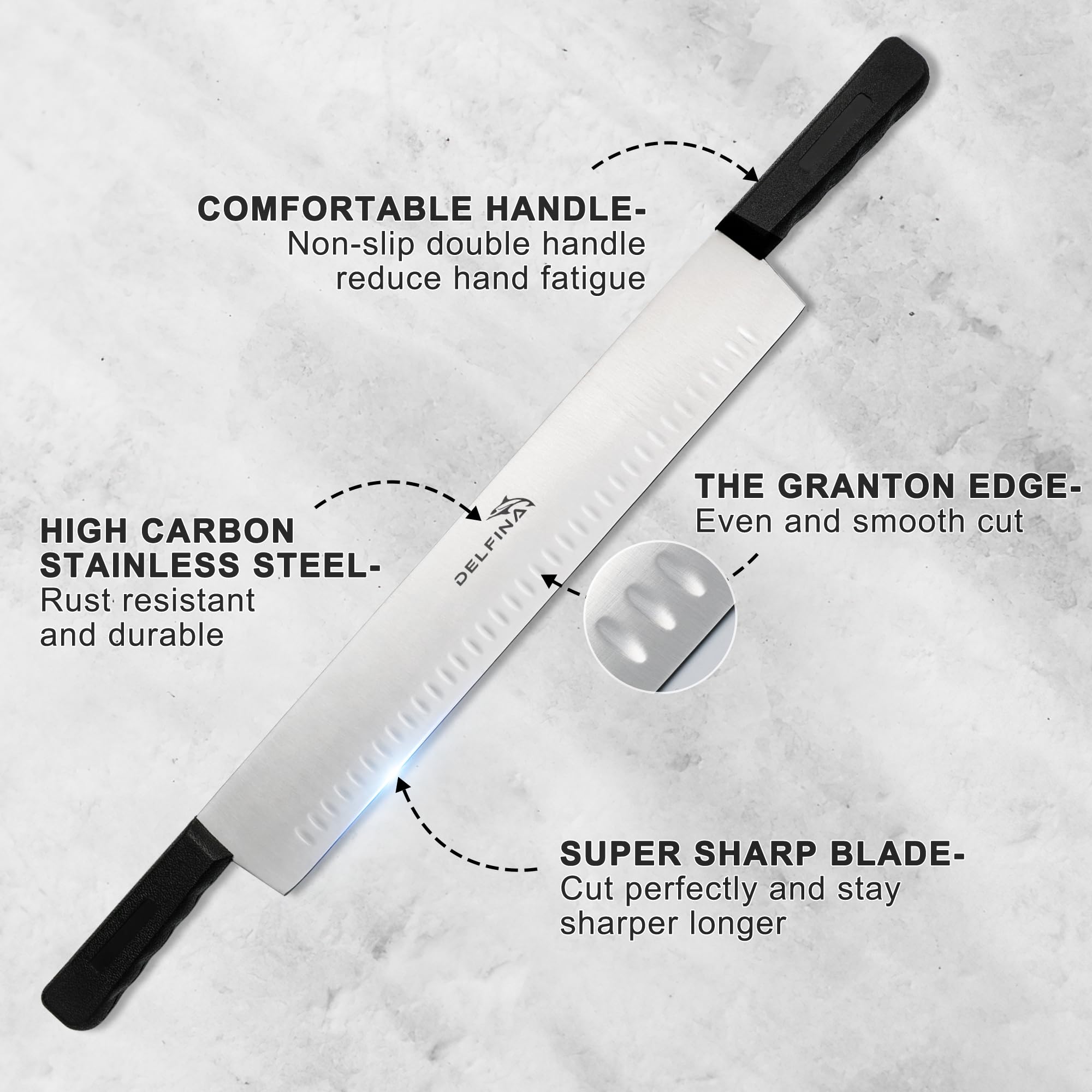 DELFINA high carbon stainless steel blade delivers enduring sharpness